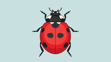 Red Ladybug with Black Spots and Antennae.