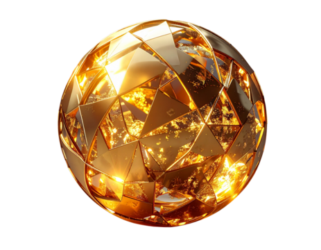 3d golden abstract render sphere transparent background - Powered by Adobe