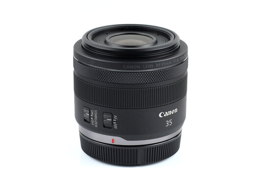 LVIV, UKRAINE - January 08, 2026: Lens Canon RF 35 mm Macro STM