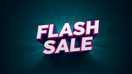 Flash sale banner with glowing white and pink text on dark background