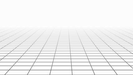Abstract perspective background. 3D wireframe vector mesh on white background.