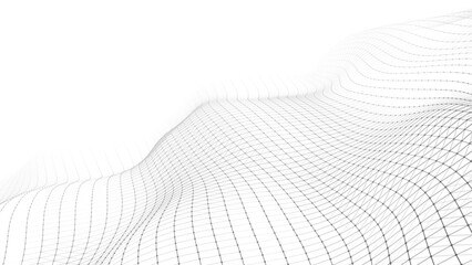 Abstract perspective background. 3D wireframe vector mesh on white background.