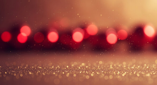 Abstract background featuring golden glitter surface and red cir