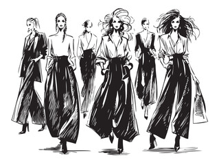 Fashion models. Sketch. Abstract