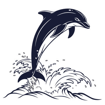 Dolphin leaping over waves