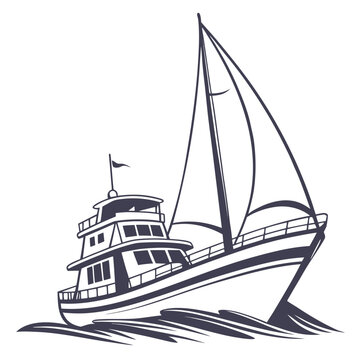 Sailboat navigating waves