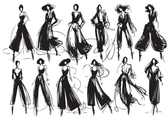 Fashion models. Sketch. Abstract