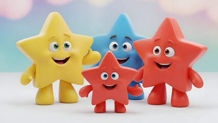 Obraz premium Cartoon star characters isolated on transparent background