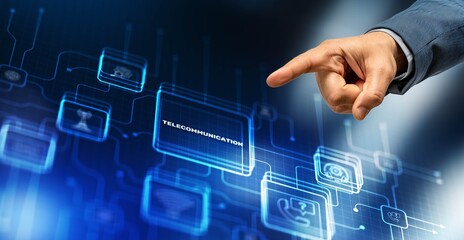 Telecommunication and communication network concept. Smart city. Big data connection technology