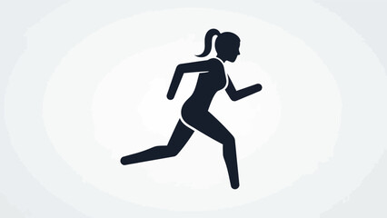Obraz premium Silhouette of Running Female Athlete in Motion.