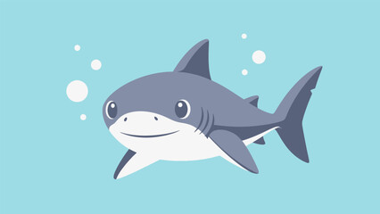 Obraz premium Smiling Cartoon Shark Illustration with Bubbles.