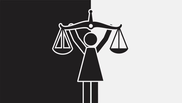 Woman Holding Scales of Justice Illustration.