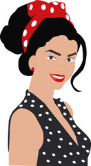 Smiling retro pin up woman vector illustration
