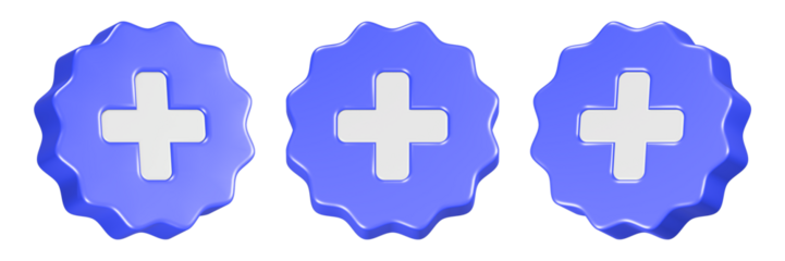 cross health icon 3d render blue circle button