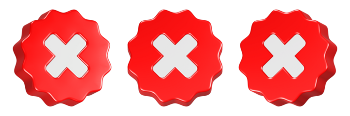 cross mark icon 3d render red circle button 