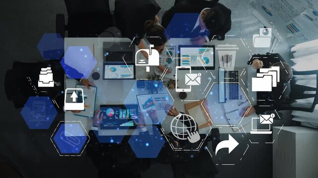 Email icons show digital communication, email service, and inbox management. Email supports online messaging, email notification, and secure exchange. Funnel