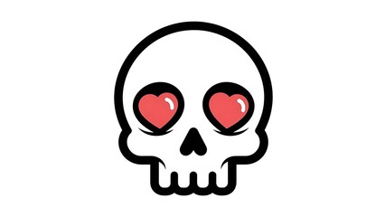 Fototapeta premium Illustration of a skull with heart eyes.