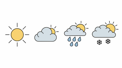 Obraz premium Weather s Showing Sun Clouds Rain Snow