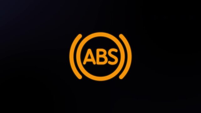Anti-Lock Braking system abs warnig light icon sign car dashboard indicator animation video footage
