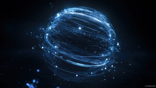 Abstract sphere with light trails