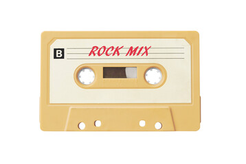 Vintage compact audio cassette with rock music mix isolated