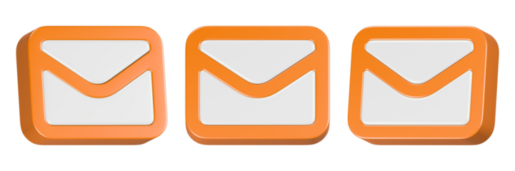 mail icon 3d render gold color