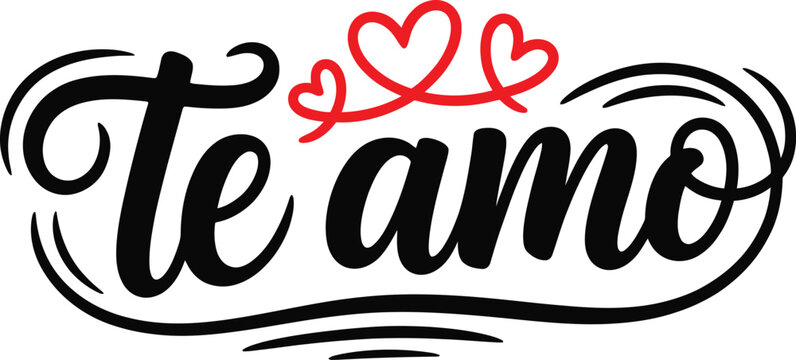 Te amo Feliz dia de San Valentin typography lettering vector design. romantico Te amo calligraphy con corazones para diseno de amor romance arte. Happy valentine&rsquo;s day love illustration for tshirt tee