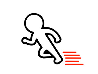 Running Stick Figure Icon with Speed Lines
