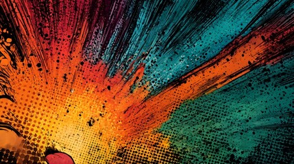 Dynamic Comic Book Explosion Background with Orange and Blue Radial Rays