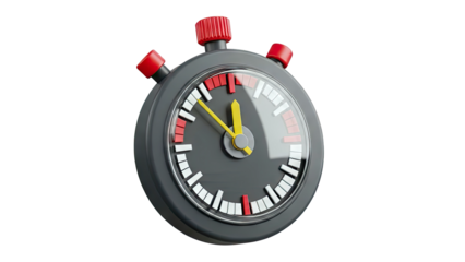 3D Stopwatch with Red Buttons on White Background
