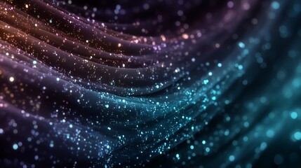 Cosmic blue and turquoise sparkling light trails in motion