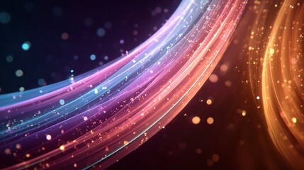 Cinematic blue and pink light flow with bokeh glitter