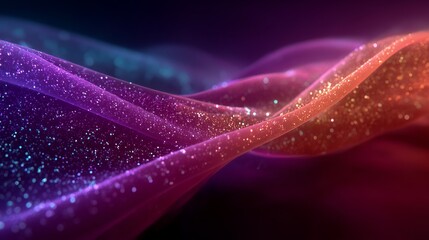 Purple and violet silk-like flowing waves with sparkles