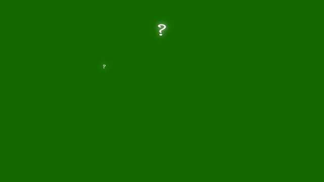 Pop up animated video of the question symbol with a green screen background. Animation of question mark with transparent background for video creation. Alpha channel. 4k