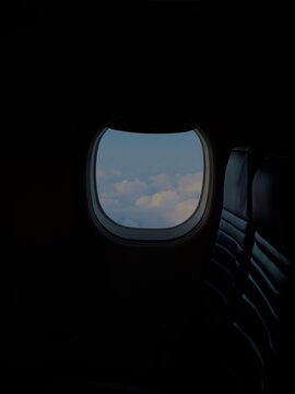 airplane window twilight