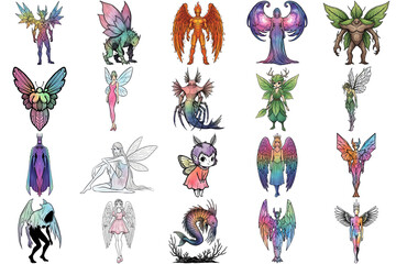 Fantasy Creatures Collection Colorful Mythical Beings