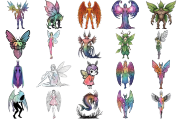 Fantasy Creatures Collection Colorful Mythical Beings