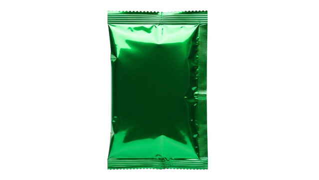 Green foil packet isolated on transparent background