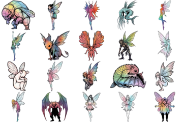 Fantasy Creatures and Fairies Collection Rainbow Colors