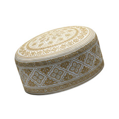 Ancient beige stone or marble object with intricate carvings on black background