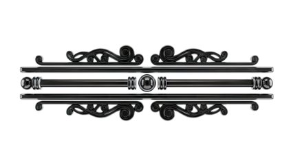 Ornate Black Metal Divider with Swirls and Geometric Details