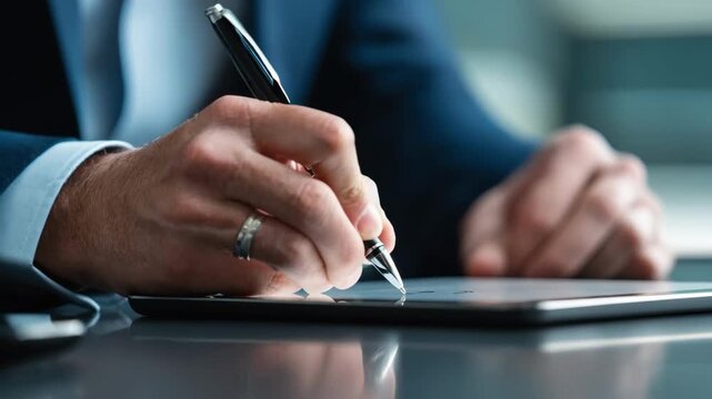 Focused view of a professional reviewing ethical guidelines on a digital tablet reflecting dedication to maintaining integrity in entertainment business practices.