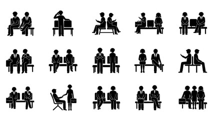 Family silhouettes vector set showing different family members in simple black pictogram style illustration