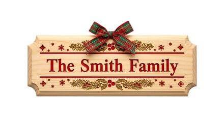 The smith family christmas sign with merry decorations