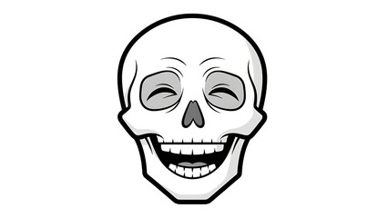Fototapeta premium Smiling Skull Illustration Black and White.
