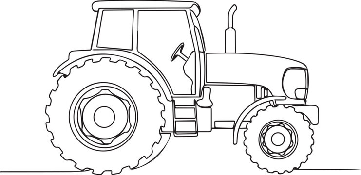 Tractor in profile view with large wheels and cabin