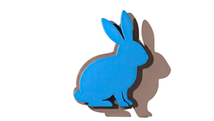 Blue Rabbit Silhouette with Shadow