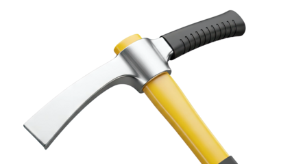Close-up of a Modern Pickaxe with Yellow Handle and Black Grip