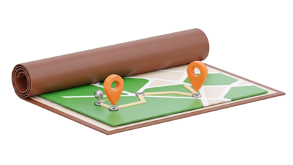 Map with Route and Pin Markers