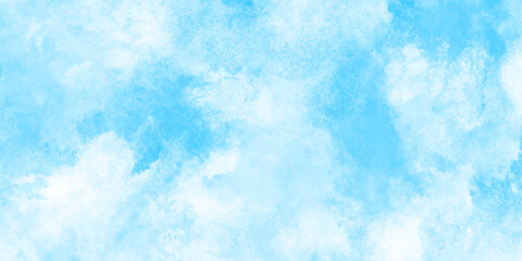 Obraz premium Light sky blue and white grunge smooth shades aquarelle background. sky cloud for wallpaper backdrop texture. blue watercolor splash stroke background with clouds. hand drawn paint watercolor texture.